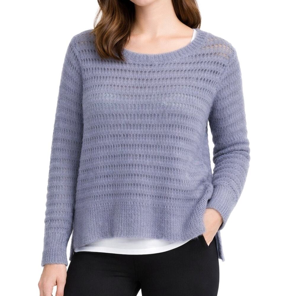Rebecca Taylor Sweater S Mohair Alpaca Open Knit Coquette Brushed Italian Yarn